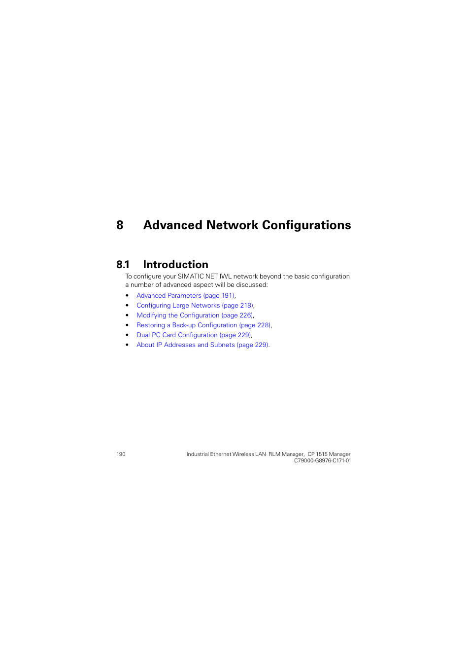 8 advanced network configurations, 1 introduction, Gydqfhg 1hwzrun &rqiljxudwlrqv | Introduction, Advanced network, Qwurgxfwlrq | Siemens CP 1515 User Manual | Page 190 / 299