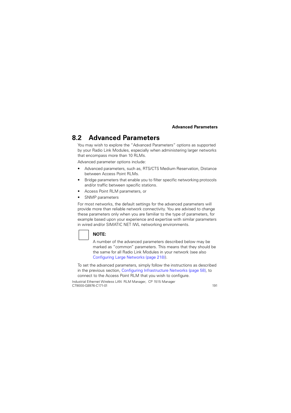 2 advanced parameters, Advanced parameters, Gydqfhg 3dudphwhuv | Siemens CP 1515 User Manual | Page 191 / 299