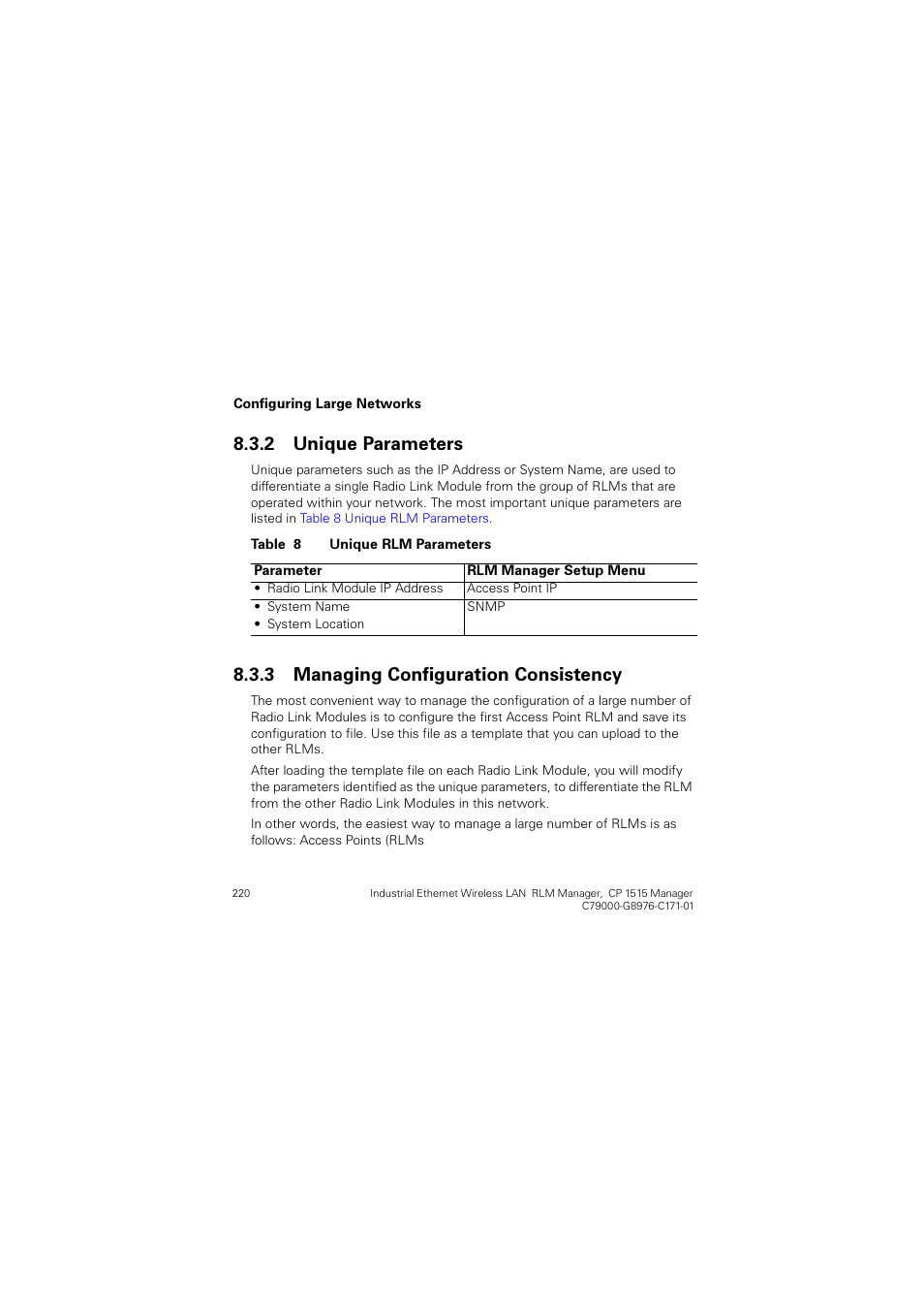 2 unique parameters, 3 managing configuration consistency, Unique parameters | Managing configuration consistency, 8qltxh 3dudphwhuv, 0dqdjlqj &rqiljxudwlrq &rqvlvwhqf | Siemens CP 1515 User Manual | Page 220 / 299