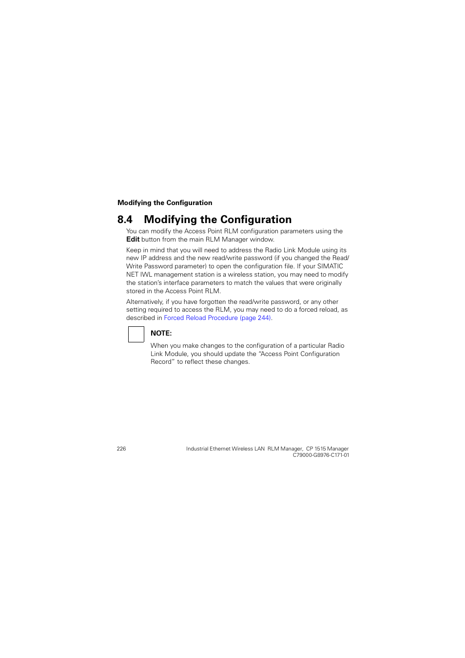 4 modifying the configuration, Modifying the configuration, Modifying the | 0rgli\lqj wkh &rqiljxudwlrq | Siemens CP 1515 User Manual | Page 226 / 299