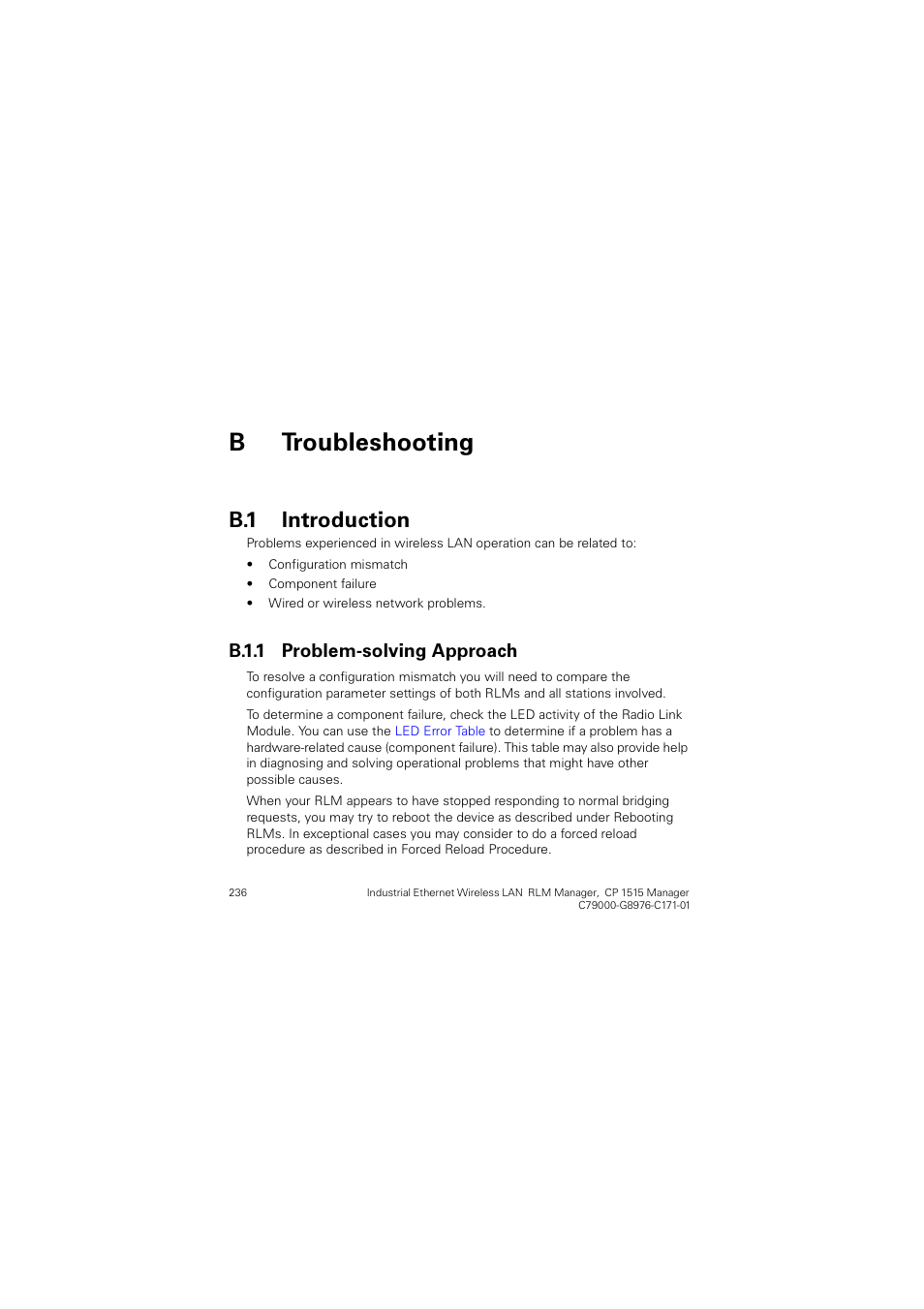 B troubleshooting, B.1 introduction, B.1.1 problem-solving approach | 7urxeohvkrrwlqj, Introduction, B “troubleshooting, Qwurgxfwlrq, 3ureohpvroylqj $ssurdfk | Siemens CP 1515 User Manual | Page 236 / 299