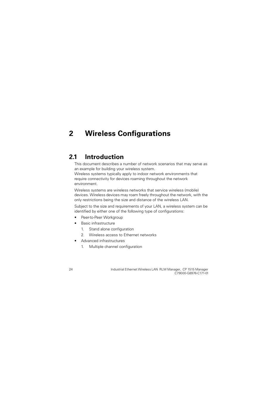 2 wireless configurations, 1 introduction, Luhohvv &rqiljxudwlrqv | Introduction, 2 “wireless configurations, Qwurgxfwlrq | Siemens CP 1515 User Manual | Page 24 / 299