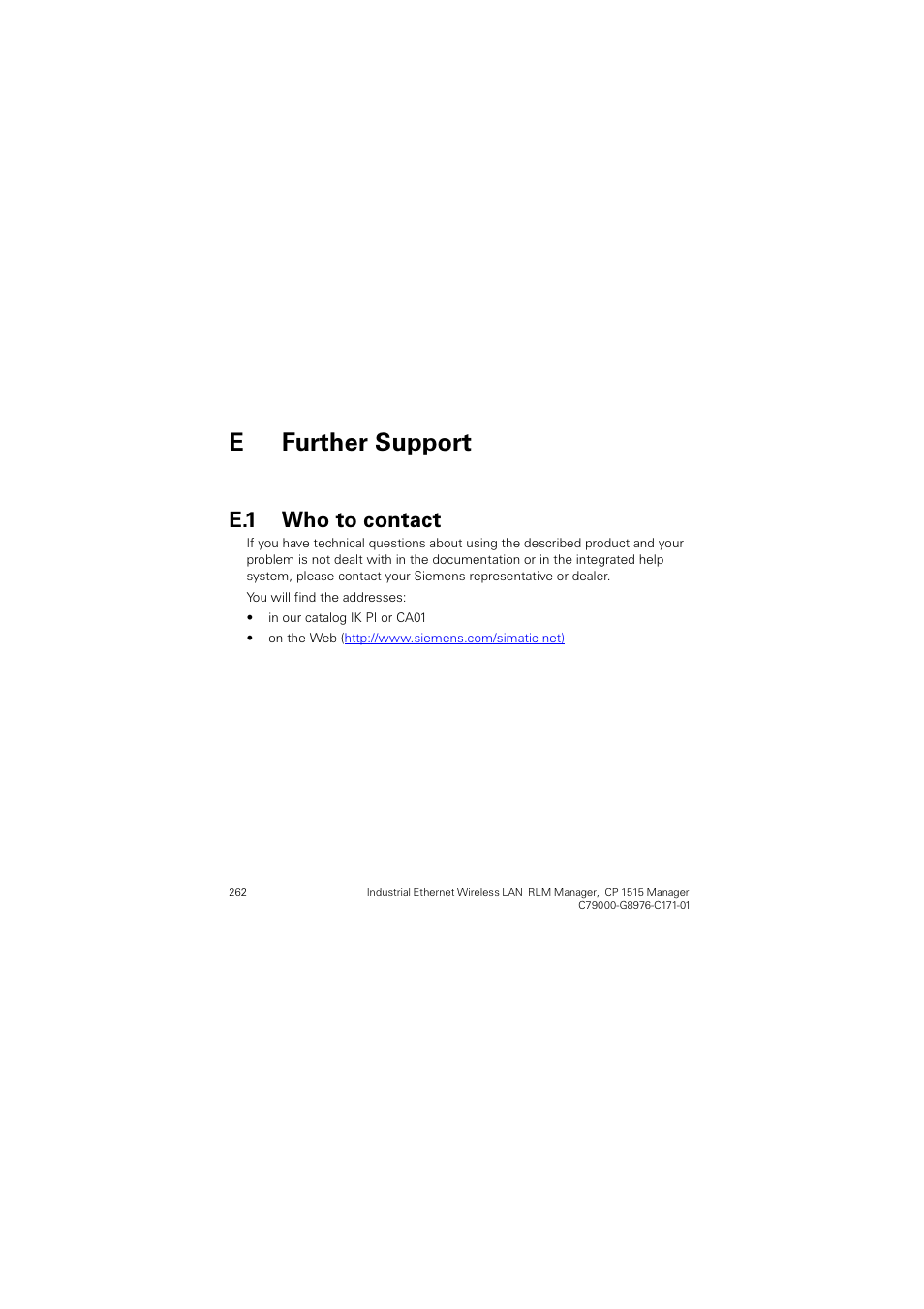 E further support, E.1 who to contact, Xuwkhu 6xssruw | Who to contact, Kr wr frqwdfw | Siemens CP 1515 User Manual | Page 262 / 299