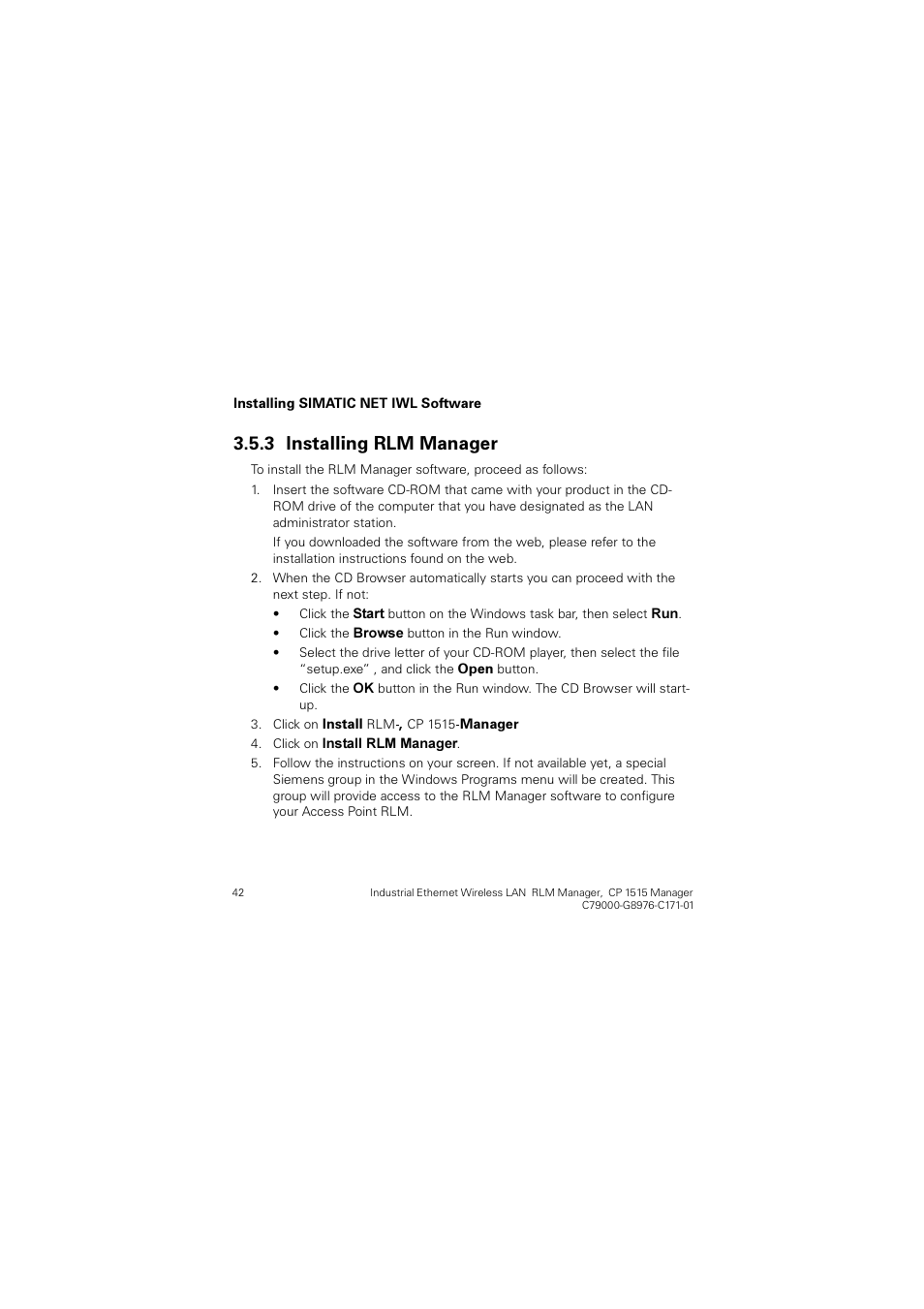 3 installing rlm manager, Installing rlm manager, Qvwdoolqj 5/0 0dqdjhu | Siemens CP 1515 User Manual | Page 42 / 299