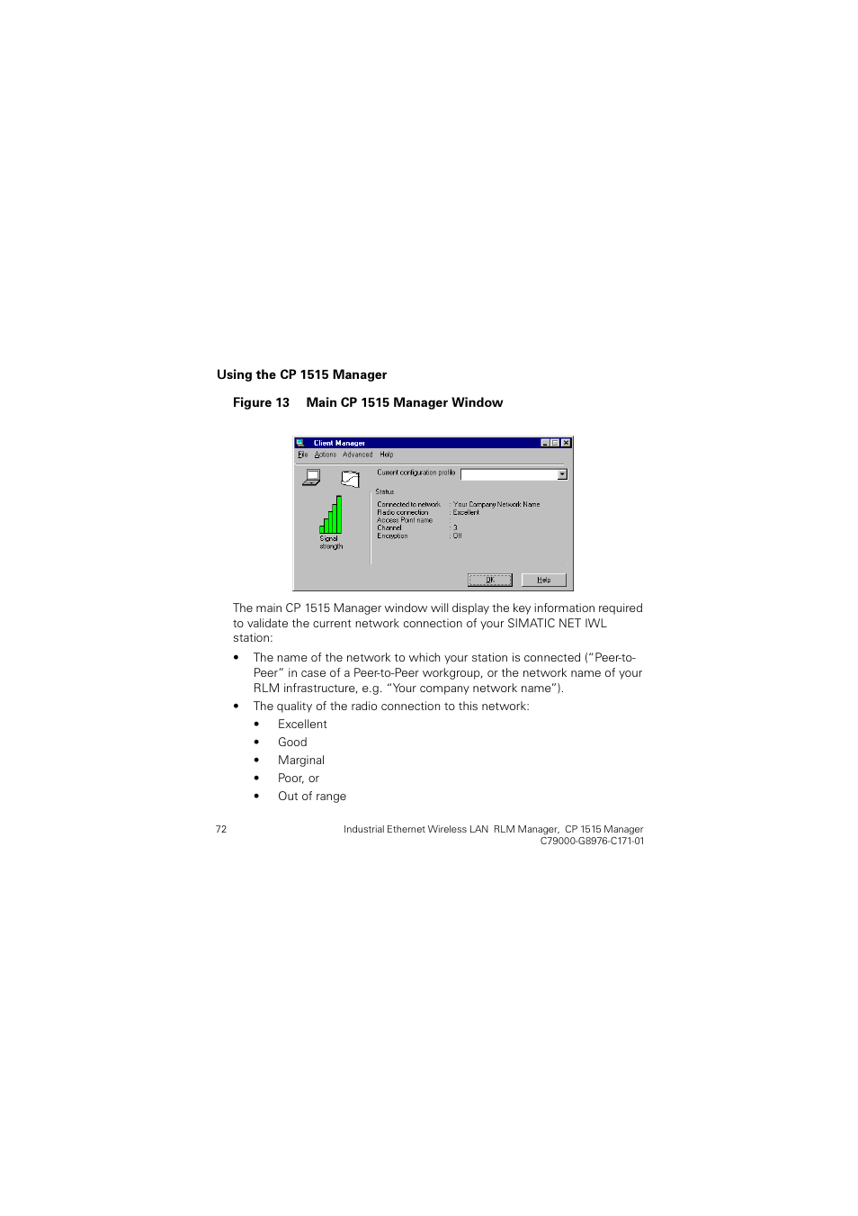 Figure 13 main cp 1515 manager, Window | Siemens CP 1515 User Manual | Page 72 / 299