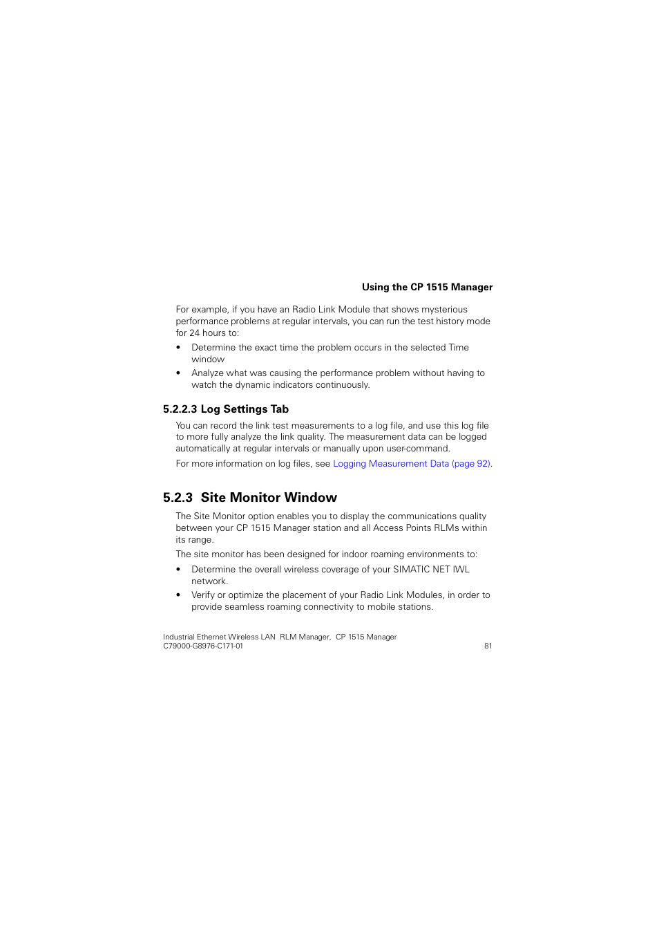 3 site monitor window, Site monitor window, 6lwh 0rqlwru :lqgrz | Siemens CP 1515 User Manual | Page 81 / 299