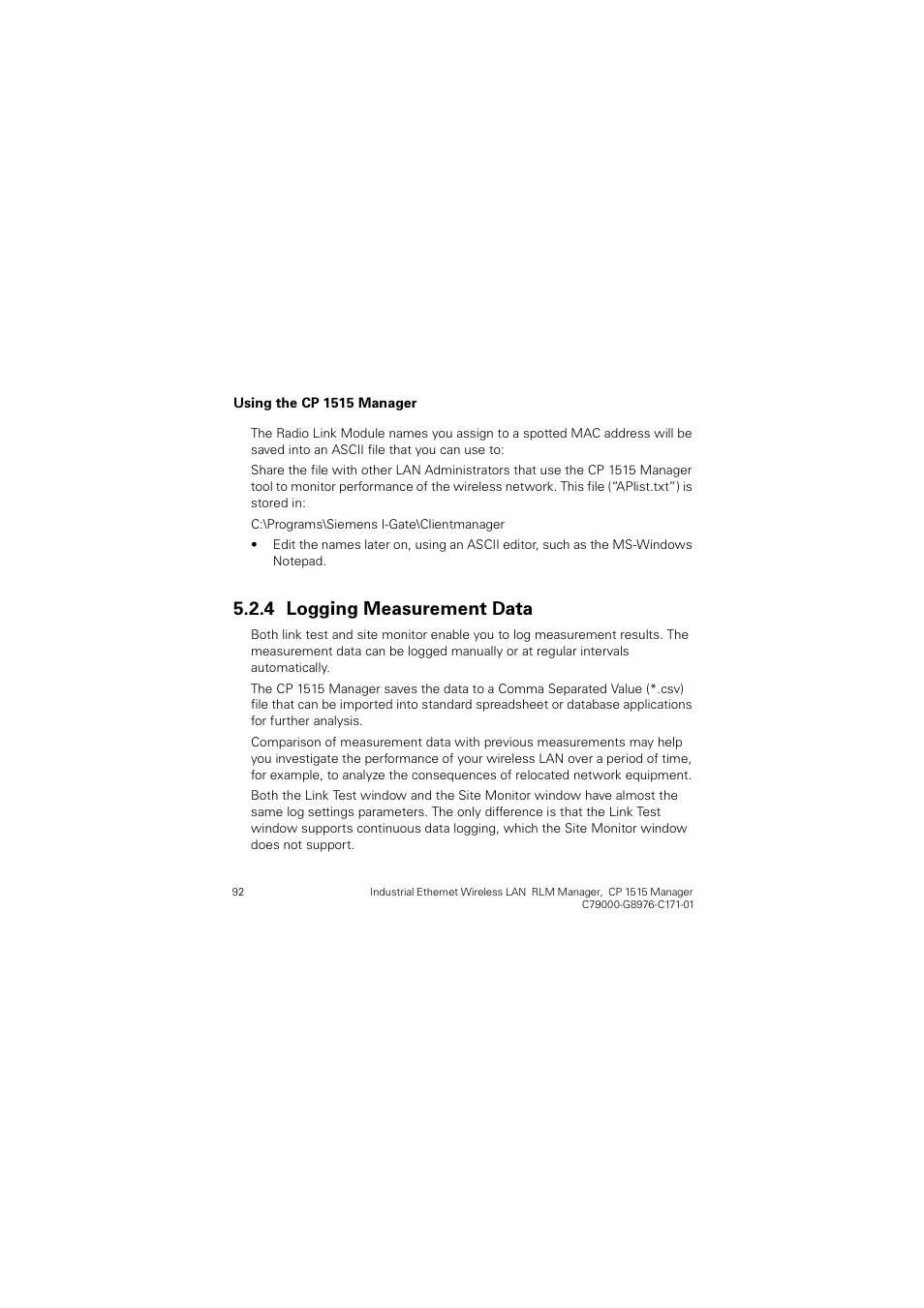 4 logging measurement data, Logging measurement data, Rjjlqj 0hdvxuhphqw 'dwd | Siemens CP 1515 User Manual | Page 92 / 299