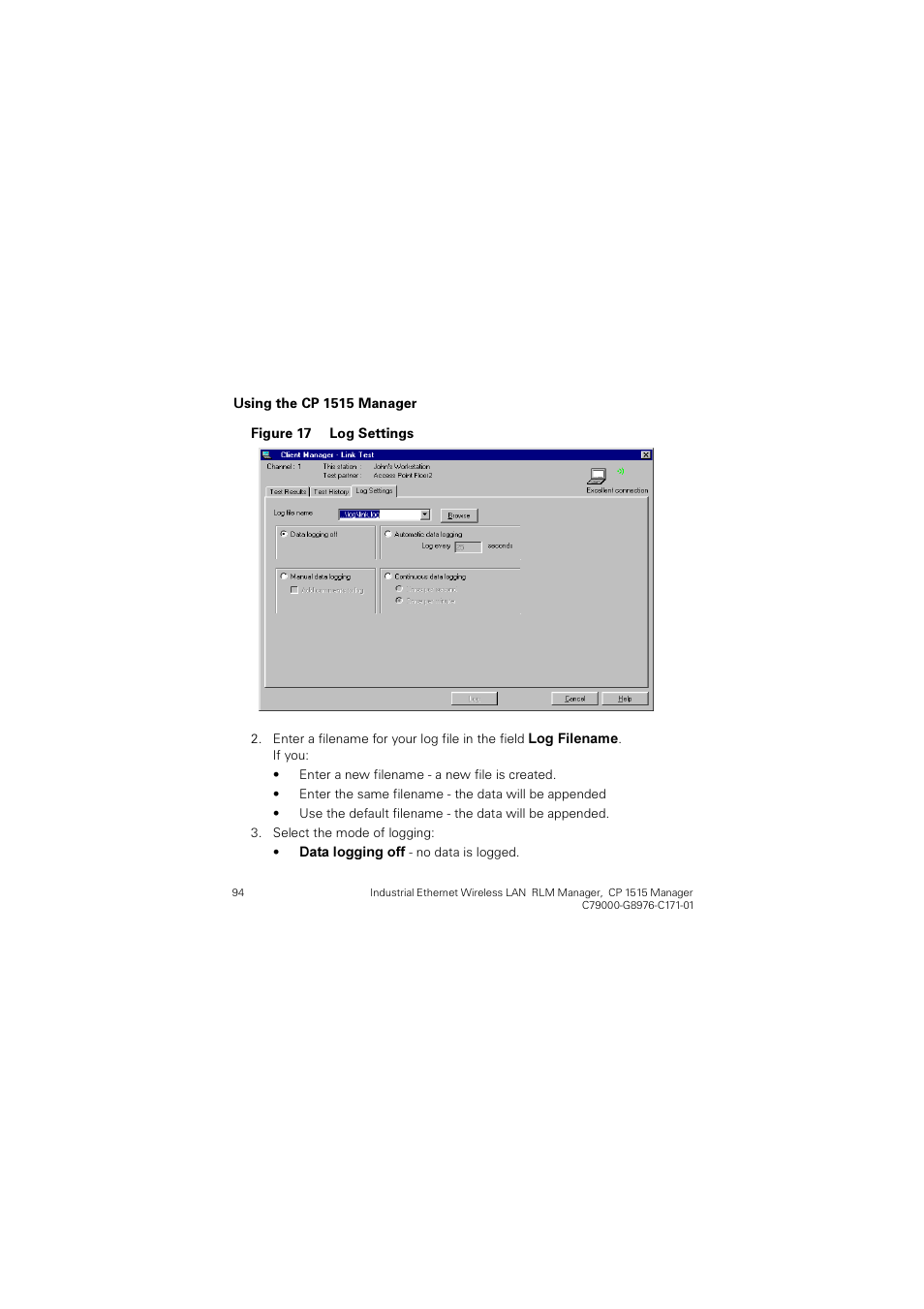 Figure 17 log, Settings | Siemens CP 1515 User Manual | Page 94 / 299