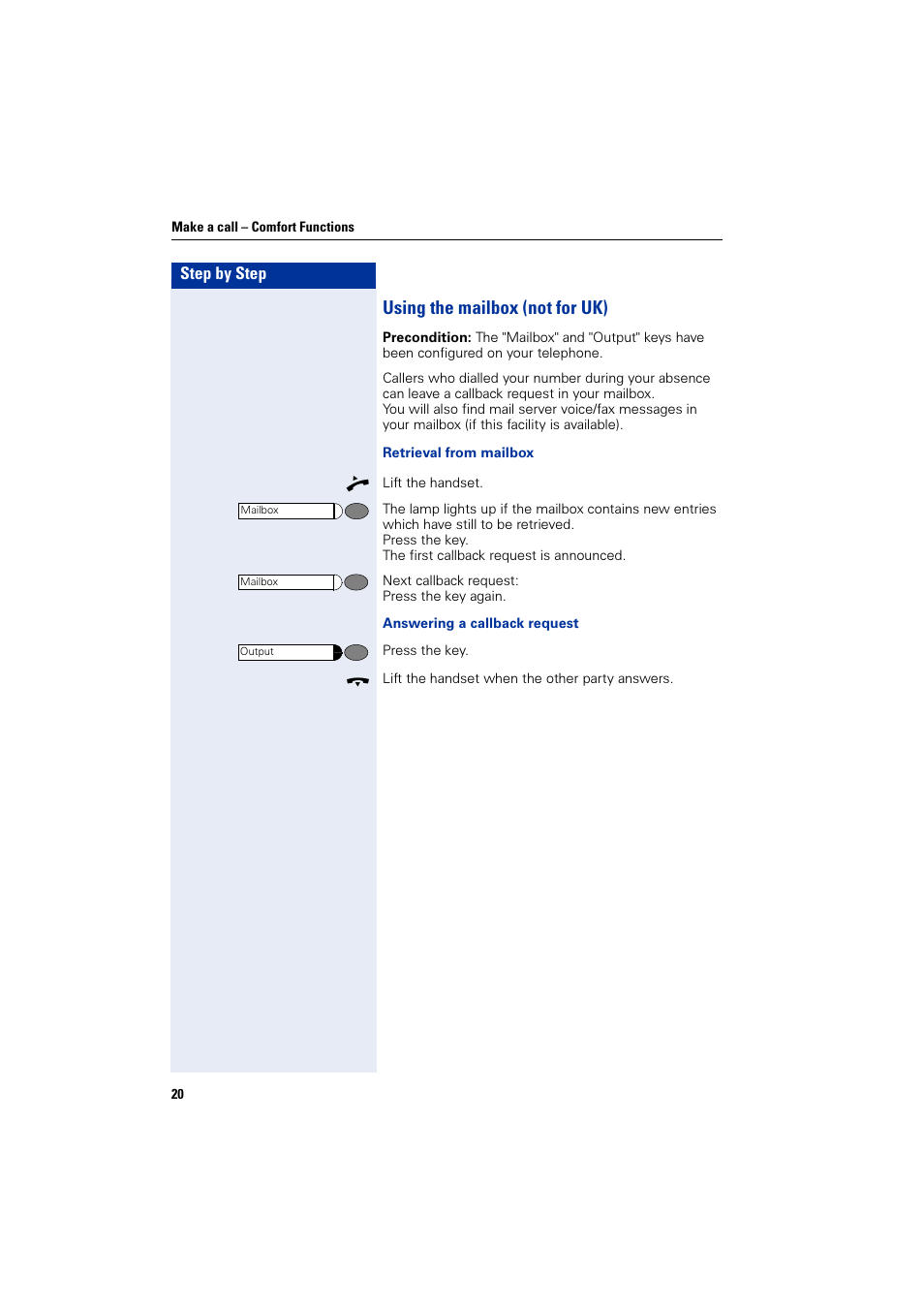 Using the mailbox (not for uk) | Siemens HiPath 4000 User Manual | Page 20 / 51