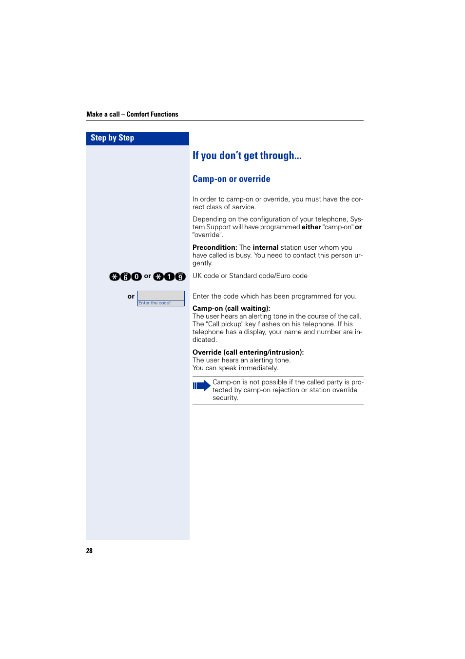 If you don’t get through, Camp-on or override | Siemens HiPath 4000 User Manual | Page 28 / 51