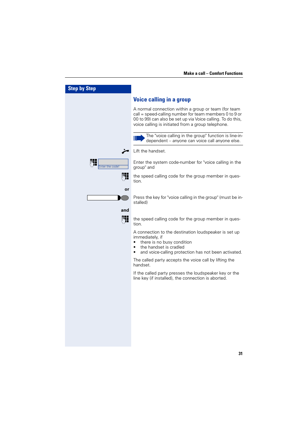 Voice calling in a group | Siemens HiPath 4000 User Manual | Page 31 / 51