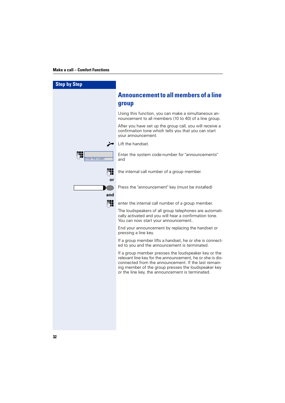 Announcement to all members of a line group | Siemens HiPath 4000 User Manual | Page 32 / 51