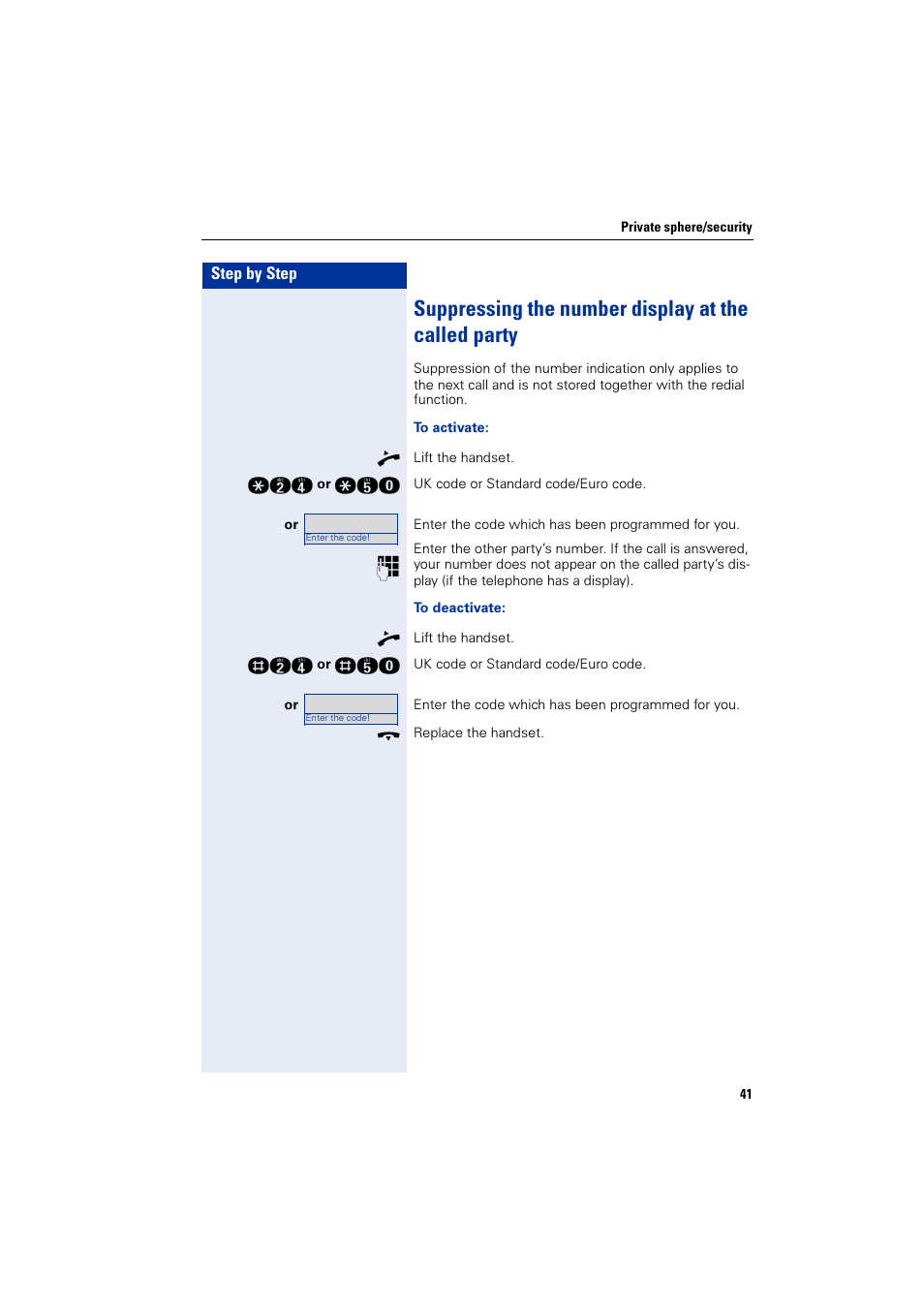 Suppressing the number display at the called party | Siemens HiPath 4000 User Manual | Page 41 / 51