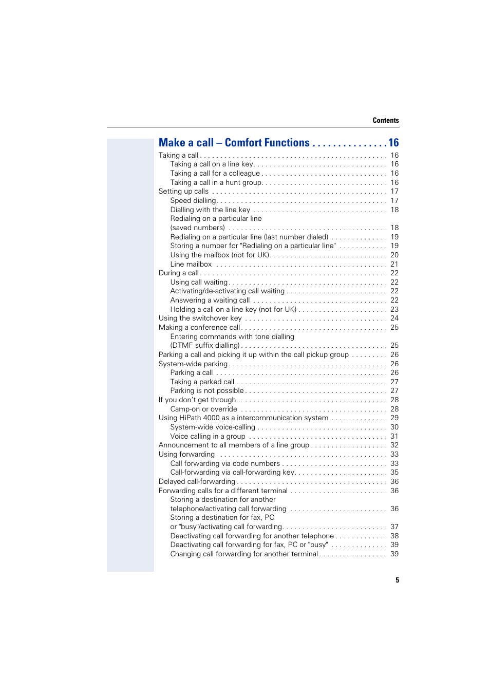 Make a call – comfort functions | Siemens HiPath 4000 User Manual | Page 5 / 51