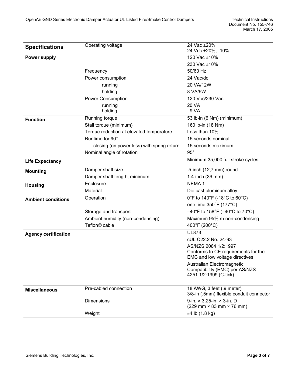 Siemens OpenAir GND Series User Manual | Page 3 / 7