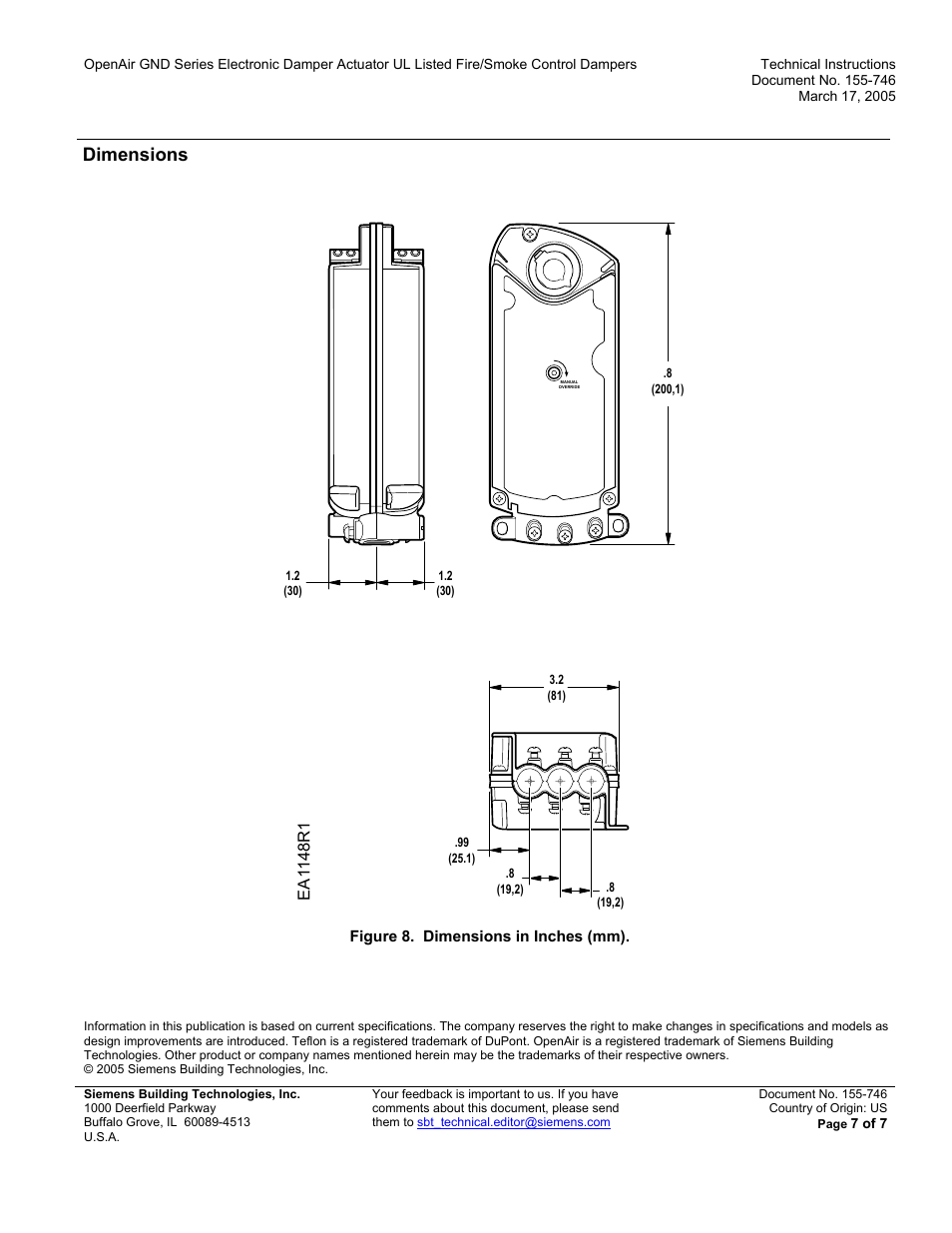 Dimensions | Siemens OpenAir GND Series User Manual | Page 7 / 7