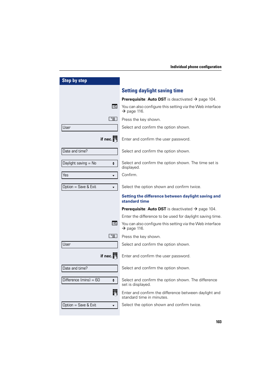 Setting daylight saving time | Siemens OPENSTAGE 20 5000 User Manual | Page 103 / 130