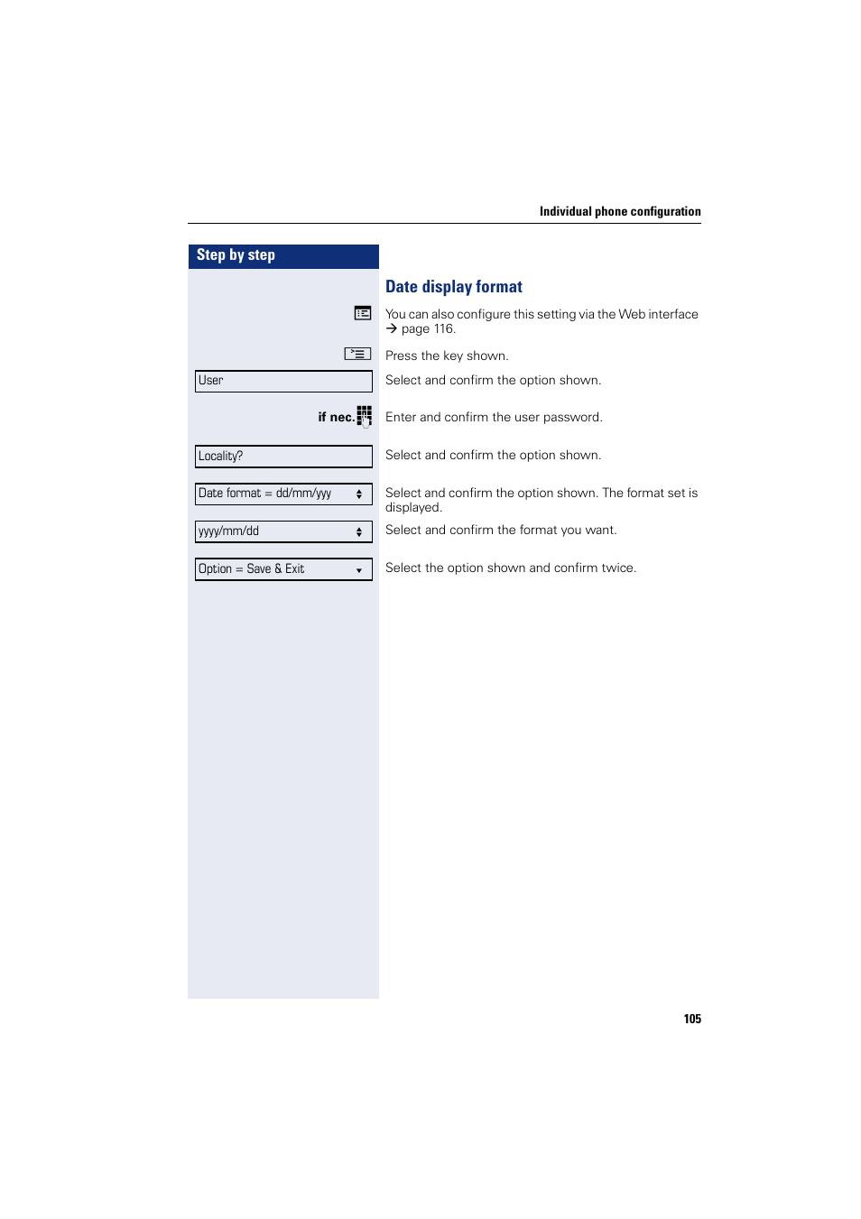 Date display format | Siemens OPENSTAGE 20 5000 User Manual | Page 105 / 130
