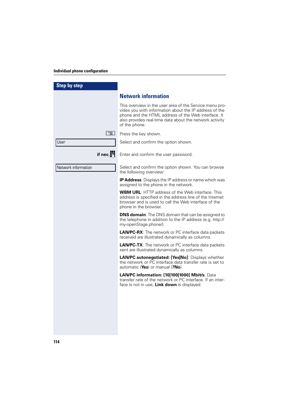 Network information | Siemens OPENSTAGE 20 5000 User Manual | Page 114 / 130