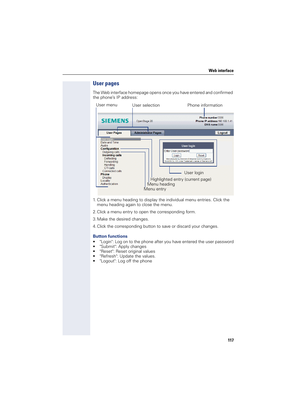 User pages | Siemens OPENSTAGE 20 5000 User Manual | Page 117 / 130