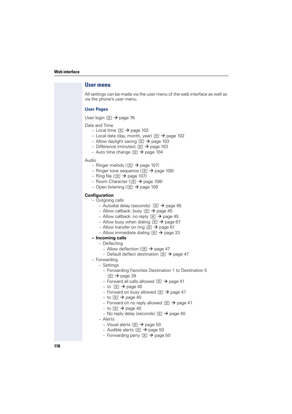 User menu | Siemens OPENSTAGE 20 5000 User Manual | Page 118 / 130