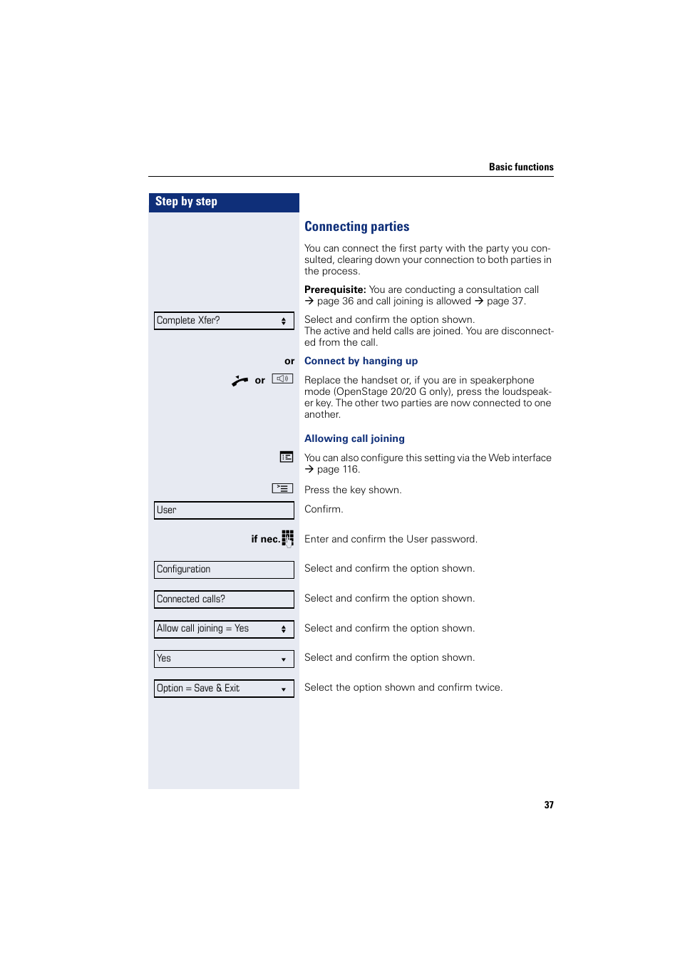 Connecting parties | Siemens OPENSTAGE 20 5000 User Manual | Page 37 / 130