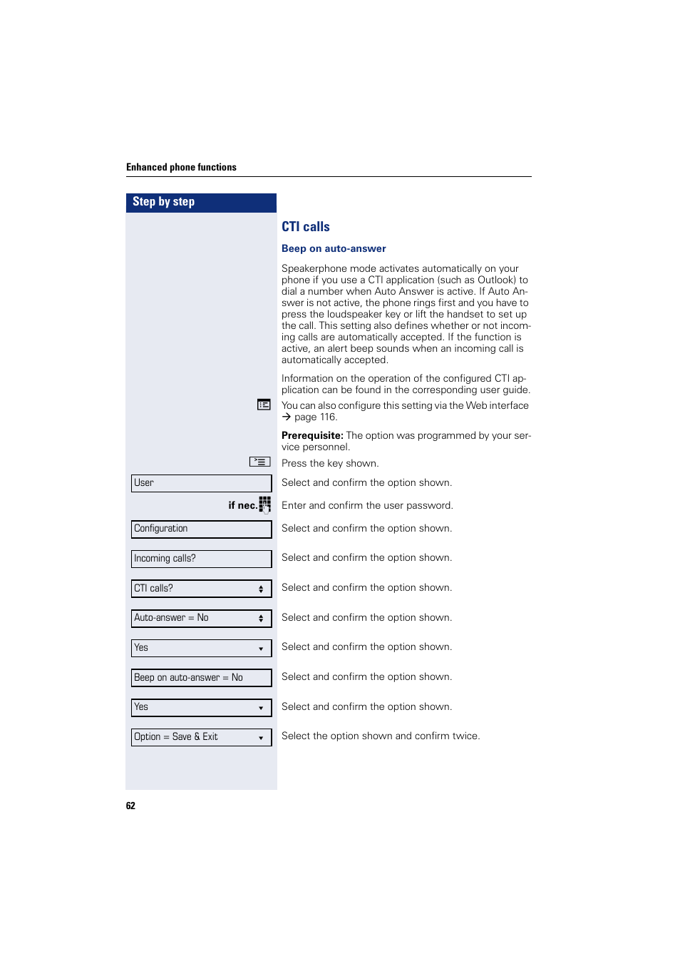 Cti calls | Siemens OPENSTAGE 20 5000 User Manual | Page 62 / 130