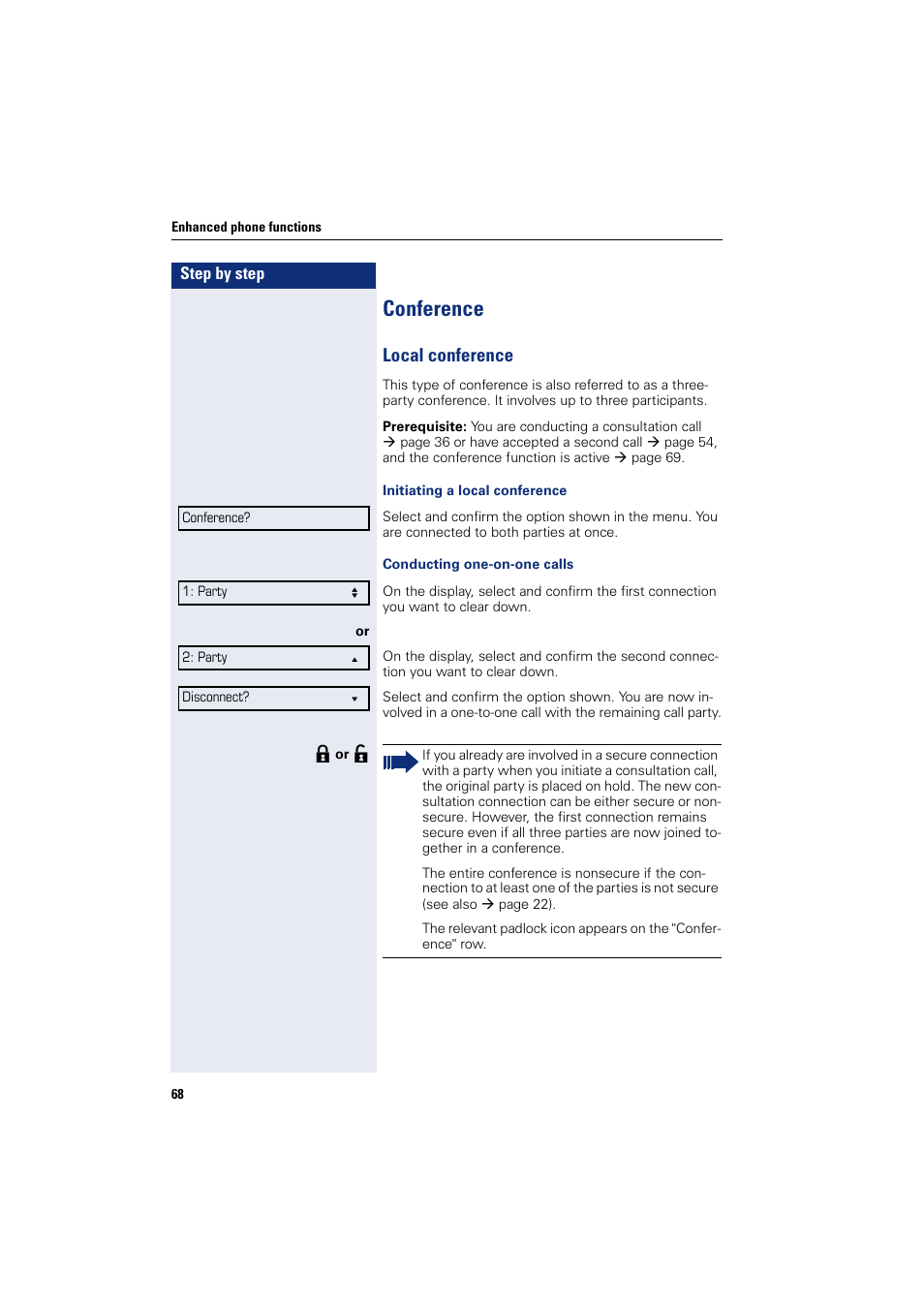 Conference, Local conference | Siemens OPENSTAGE 20 5000 User Manual | Page 68 / 130