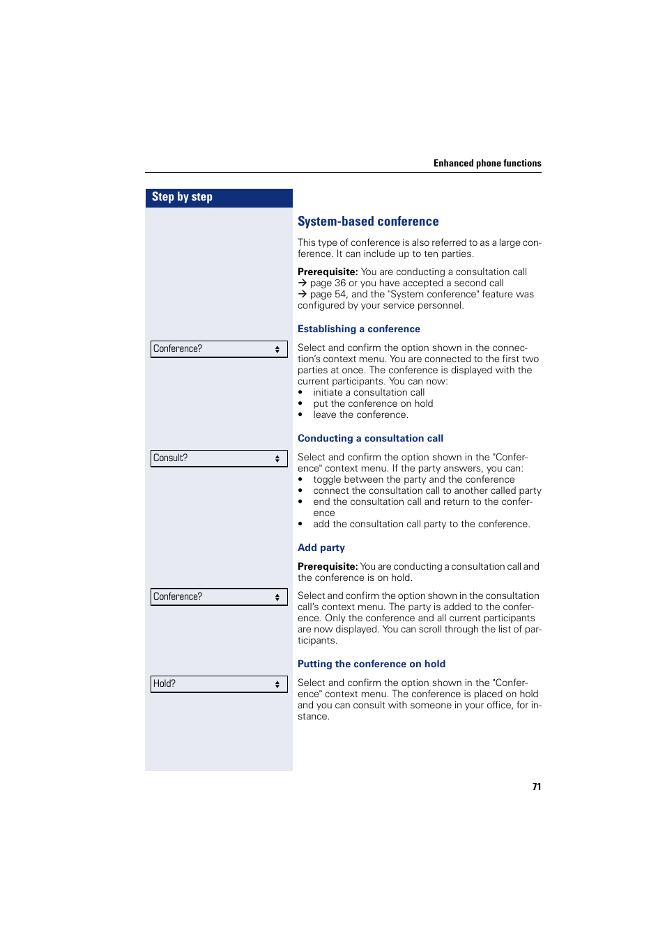 System-based conference | Siemens OPENSTAGE 20 5000 User Manual | Page 71 / 130