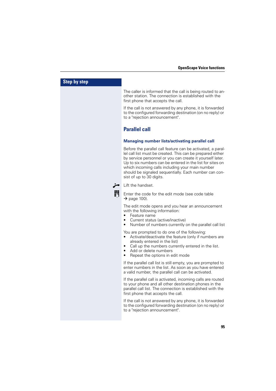 Parallel call | Siemens OPENSTAGE 20 5000 User Manual | Page 95 / 130