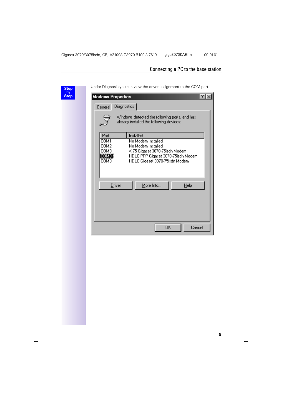 Connecting a pc to the base station | Siemens Gigaset 75 User Manual | Page 13 / 83