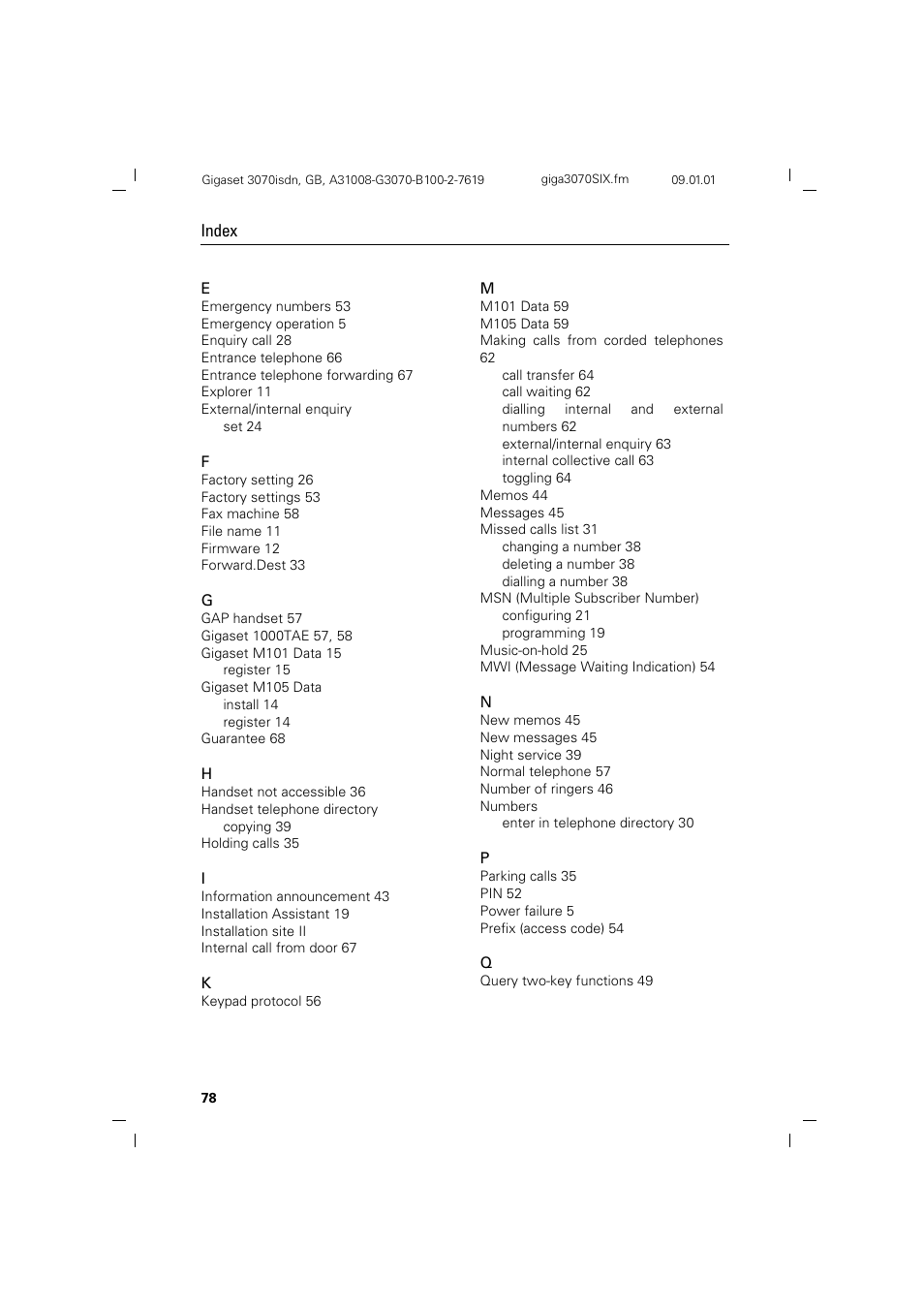 Siemens Gigaset 75 User Manual | Page 82 / 83