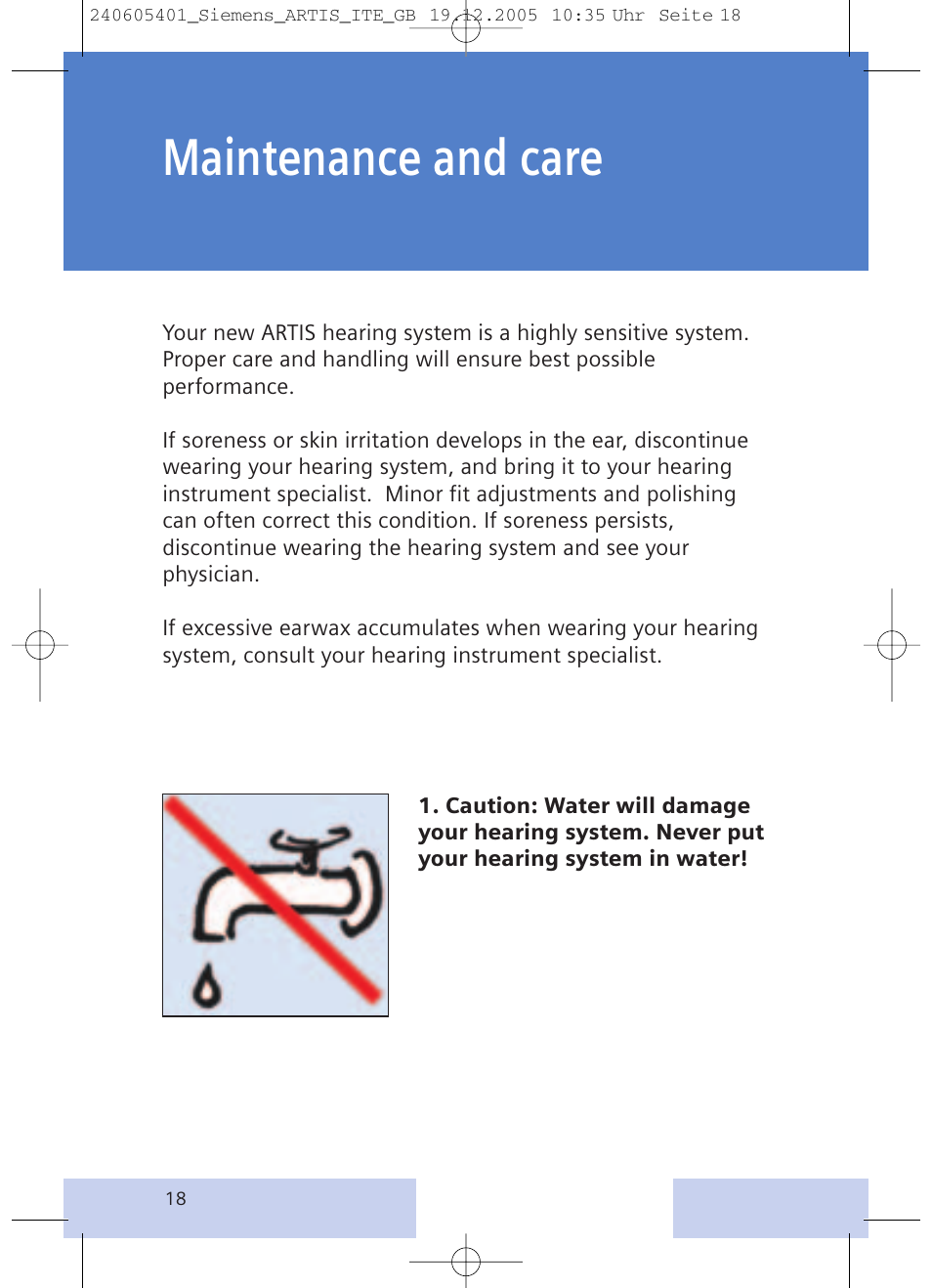 Maintenance and care | Siemens hearing systems User Manual | Page 18 / 24