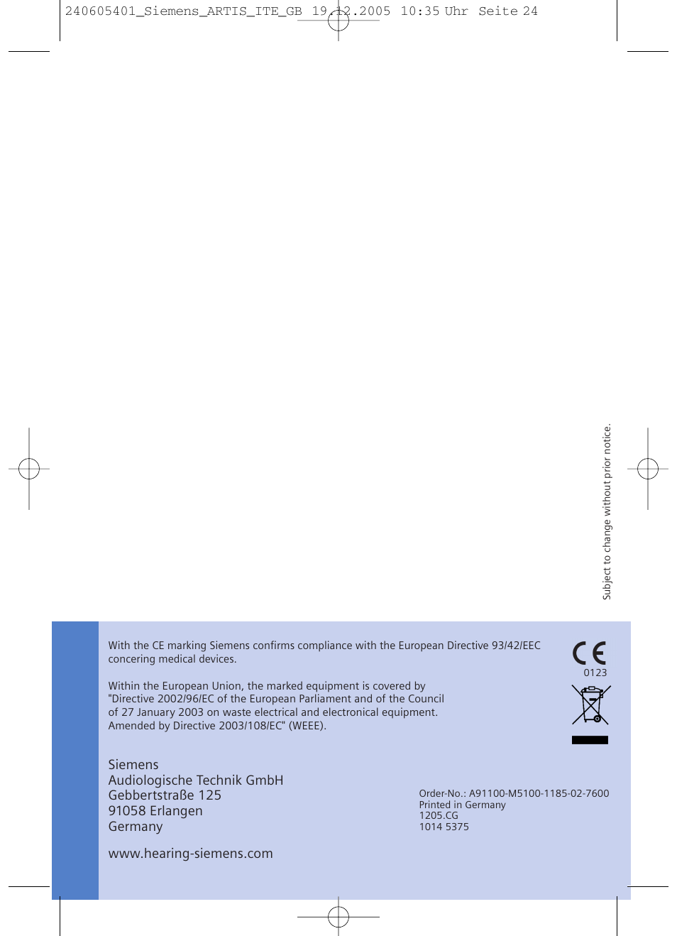 Siemens hearing systems User Manual | Page 24 / 24