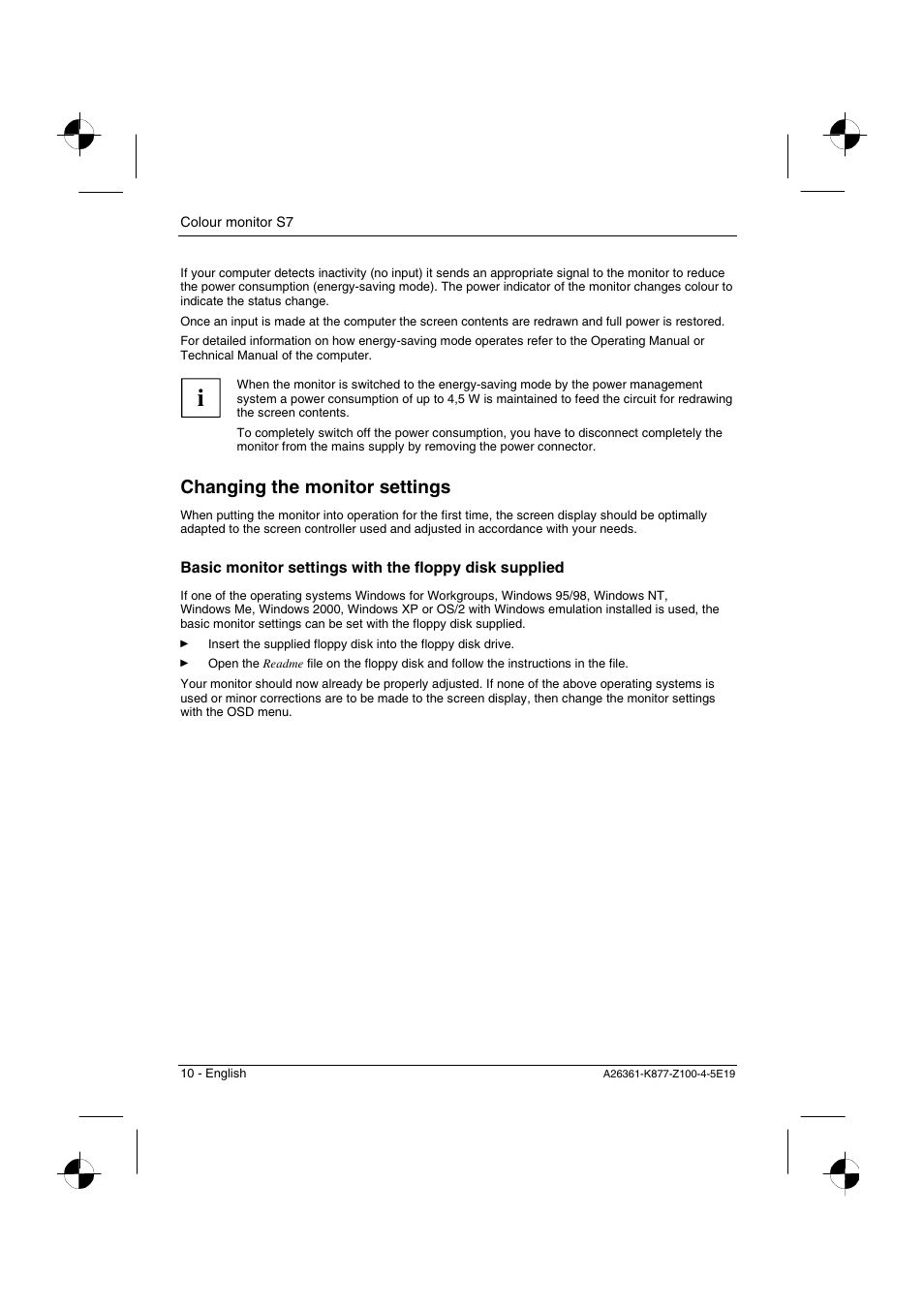 Changing the monitor settings | Siemens S7 User Manual | Page 12 / 21