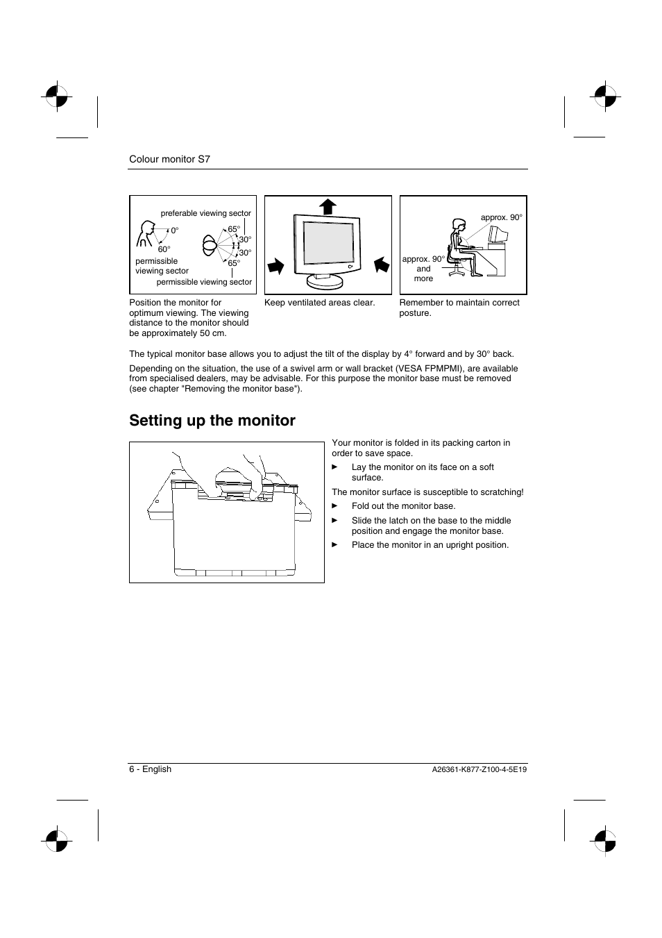 Setting up the monitor | Siemens S7 User Manual | Page 8 / 21