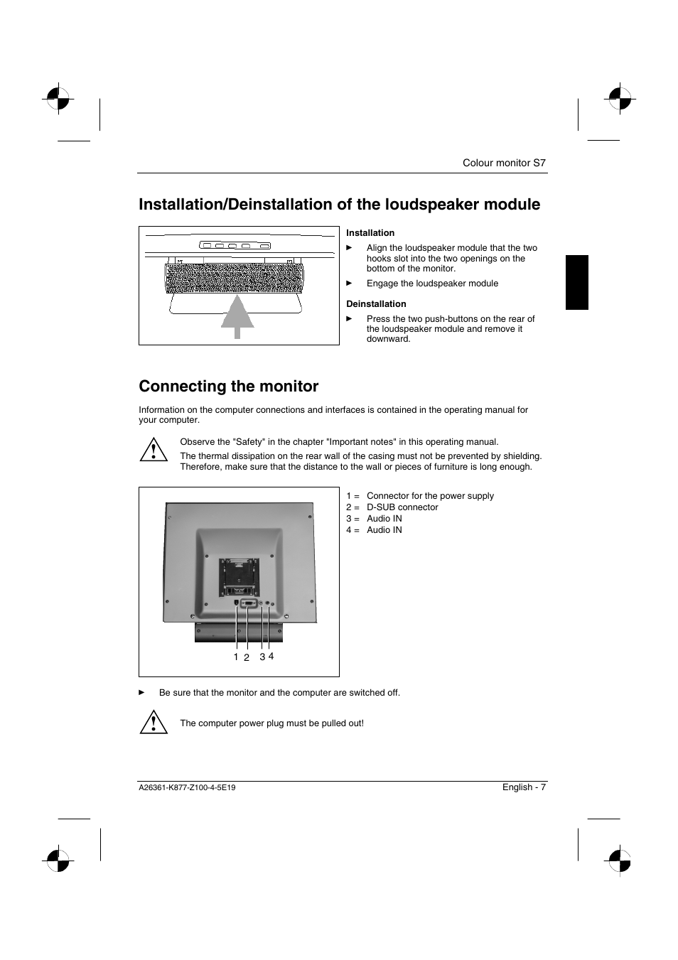 Connecting the monitor | Siemens S7 User Manual | Page 9 / 21