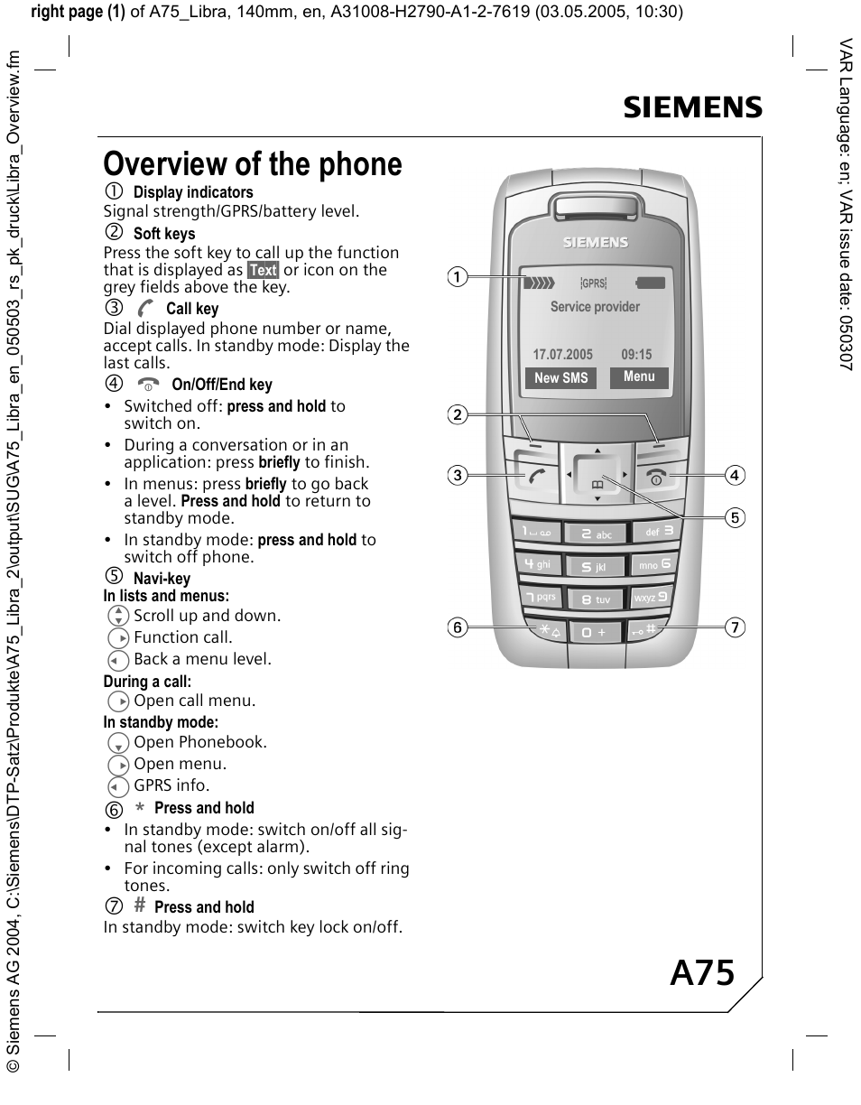 Siemens A75 User Manual | 16 pages