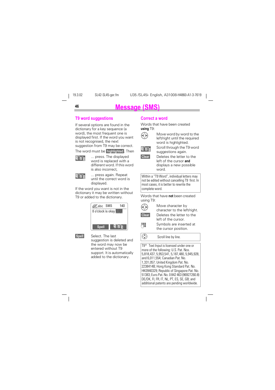 Message (sms) | Siemens SL42 User Manual | Page 48 / 96