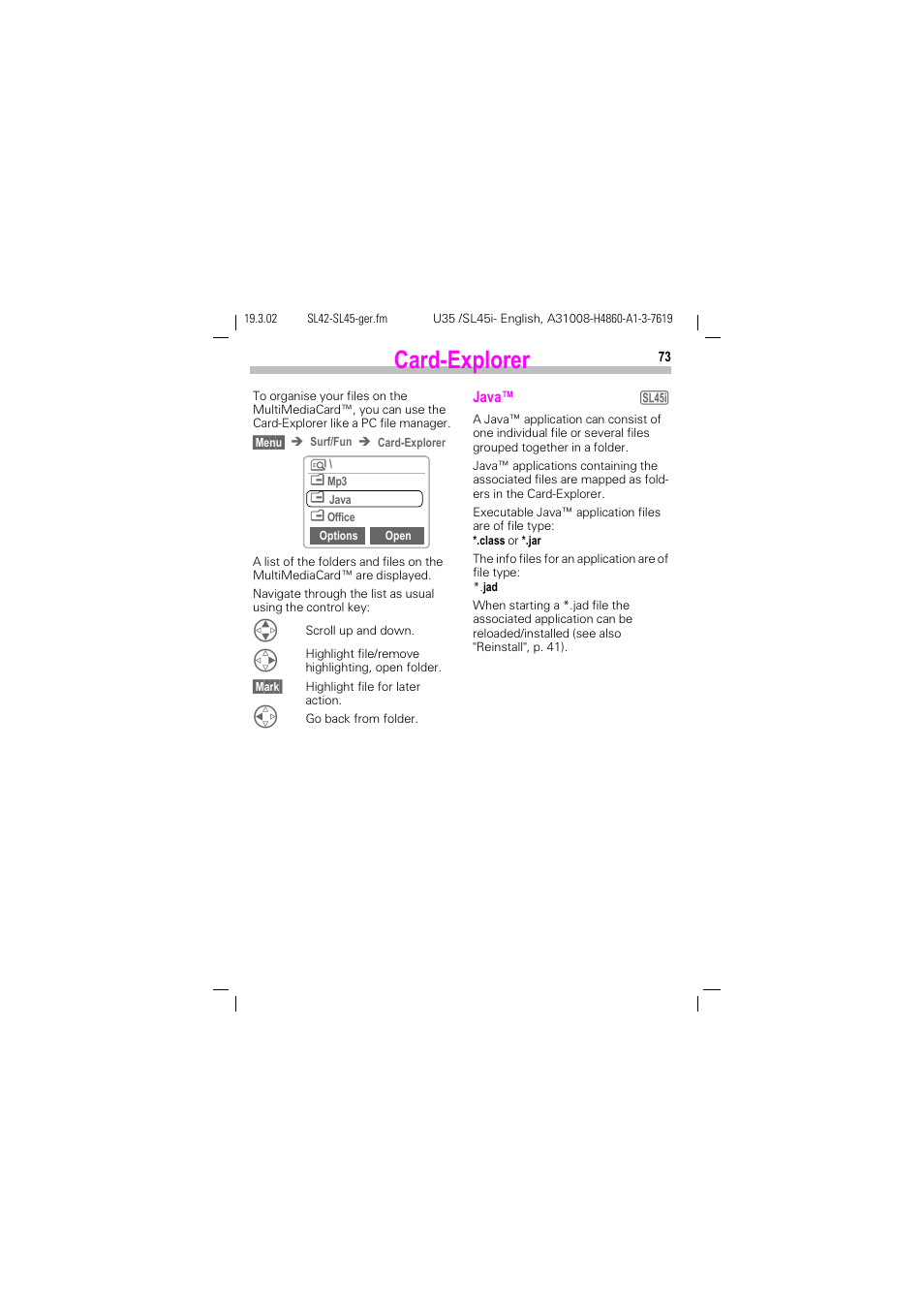 Card-explorer, P. 73 | Siemens SL42 User Manual | Page 75 / 96