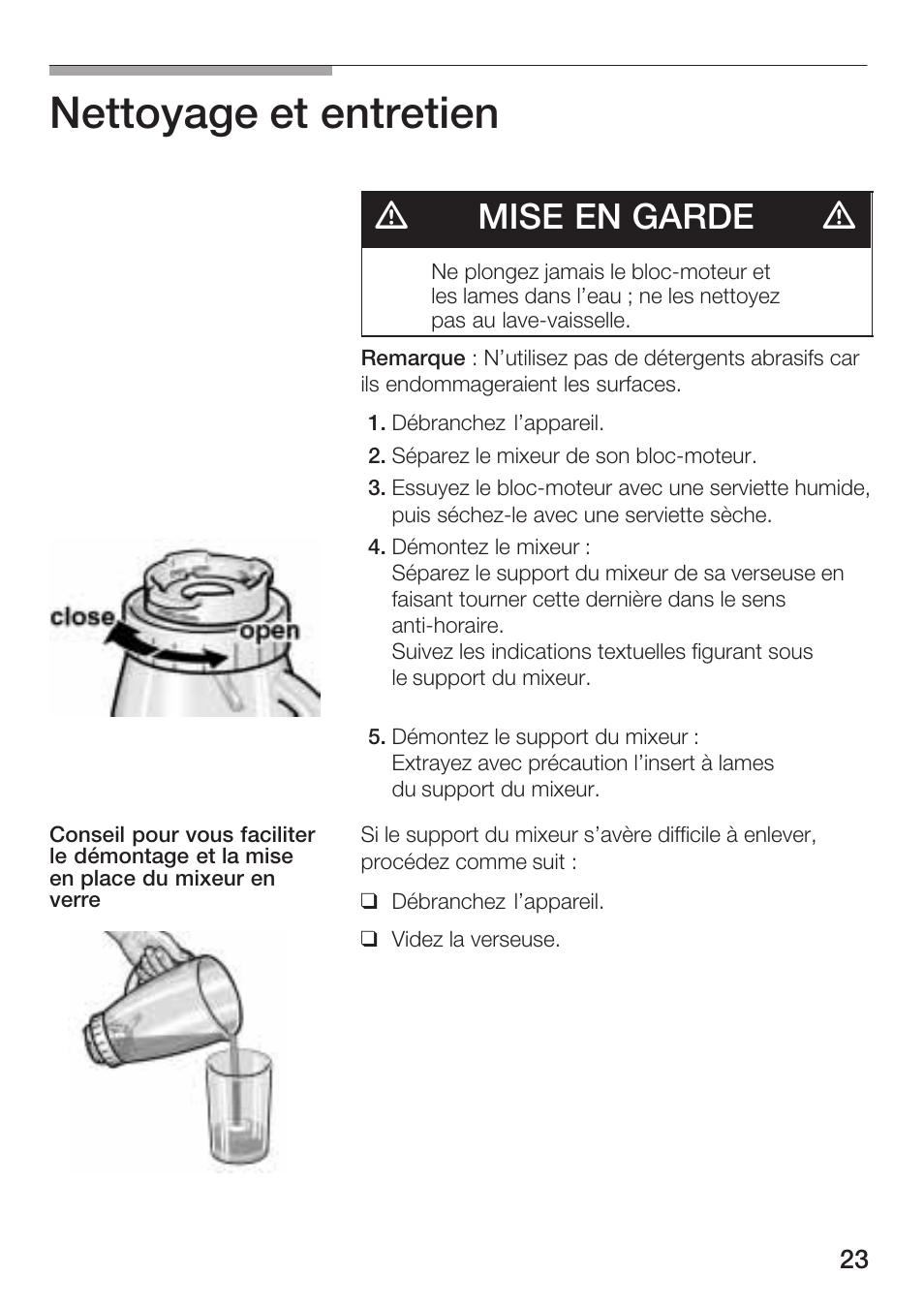 Nettoyage et entretien, Dmise en garde d | Siemens MB 11000 UC User Manual | Page 23 / 48