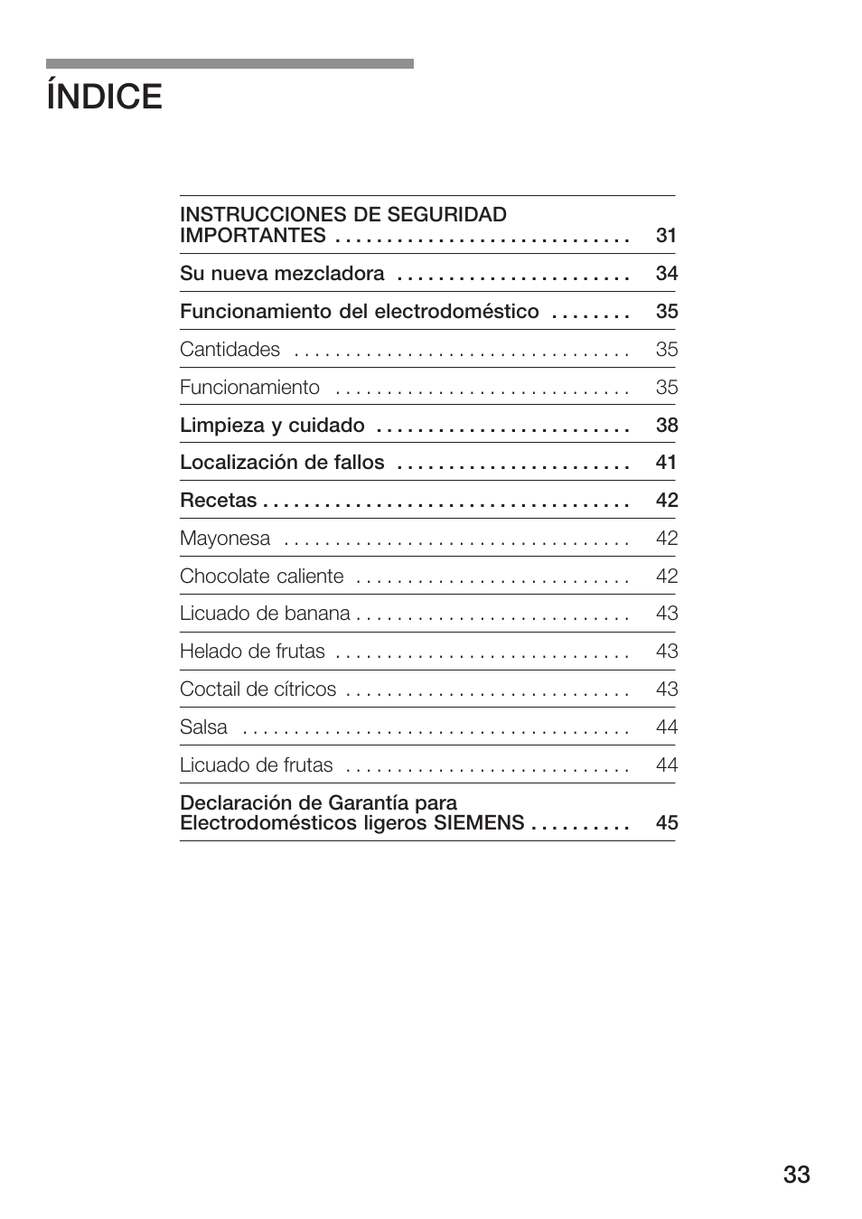 Índice | Siemens MB 11000 UC User Manual | Page 33 / 48