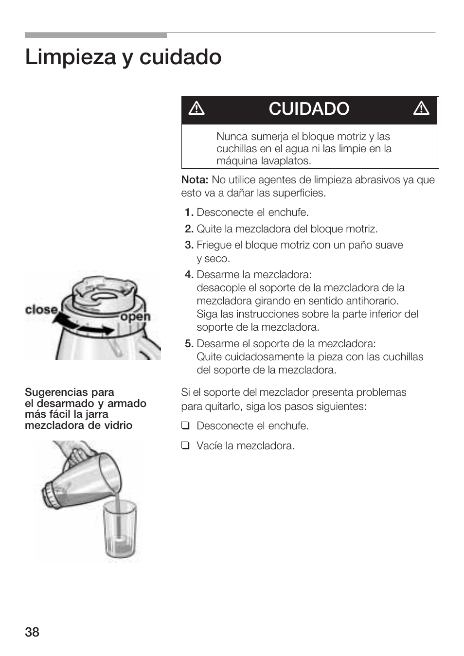 Limpieza y cuidado, Dcuidado d | Siemens MB 11000 UC User Manual | Page 38 / 48