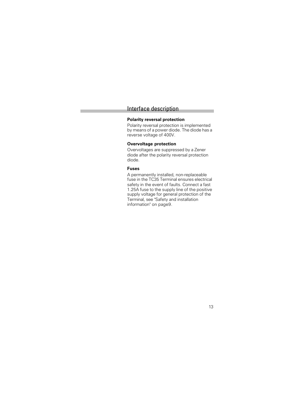 Interface description | Siemens Terminal TC35 User Manual | Page 15 / 39