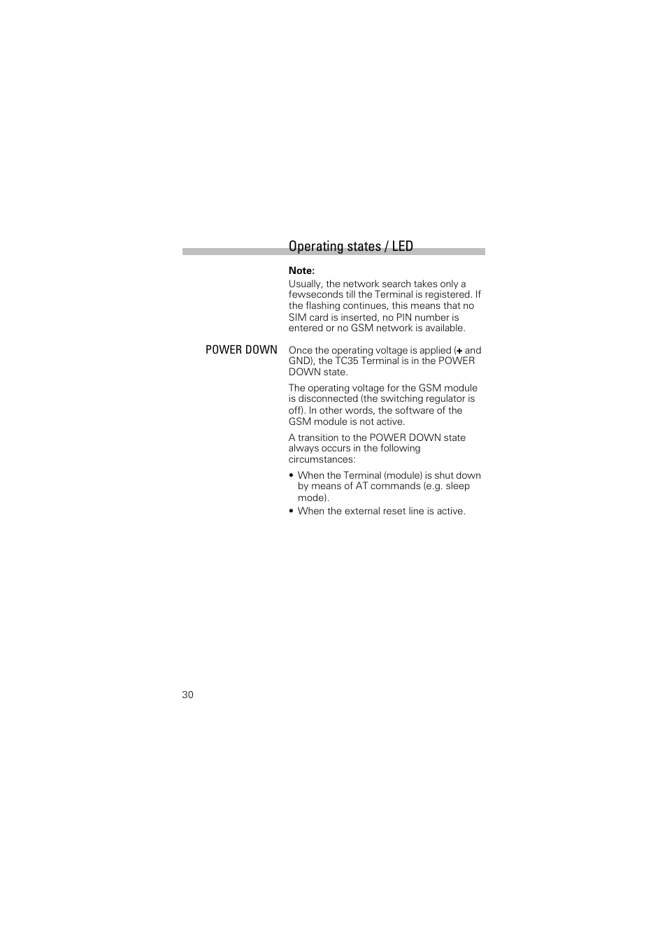 Operating states / led | Siemens Terminal TC35 User Manual | Page 32 / 39