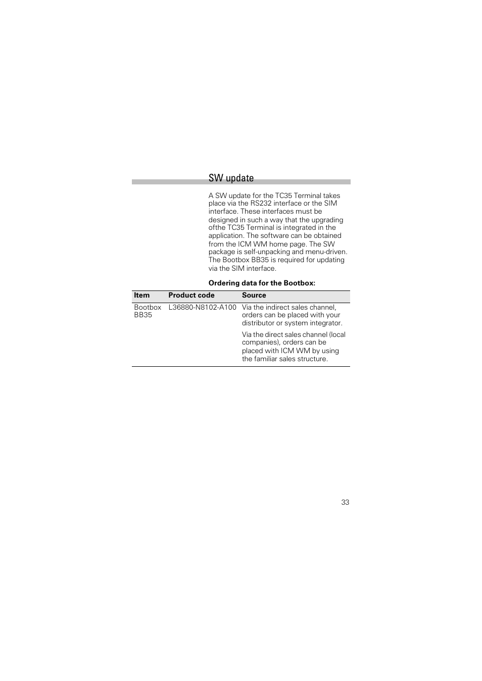 Sw update | Siemens Terminal TC35 User Manual | Page 35 / 39