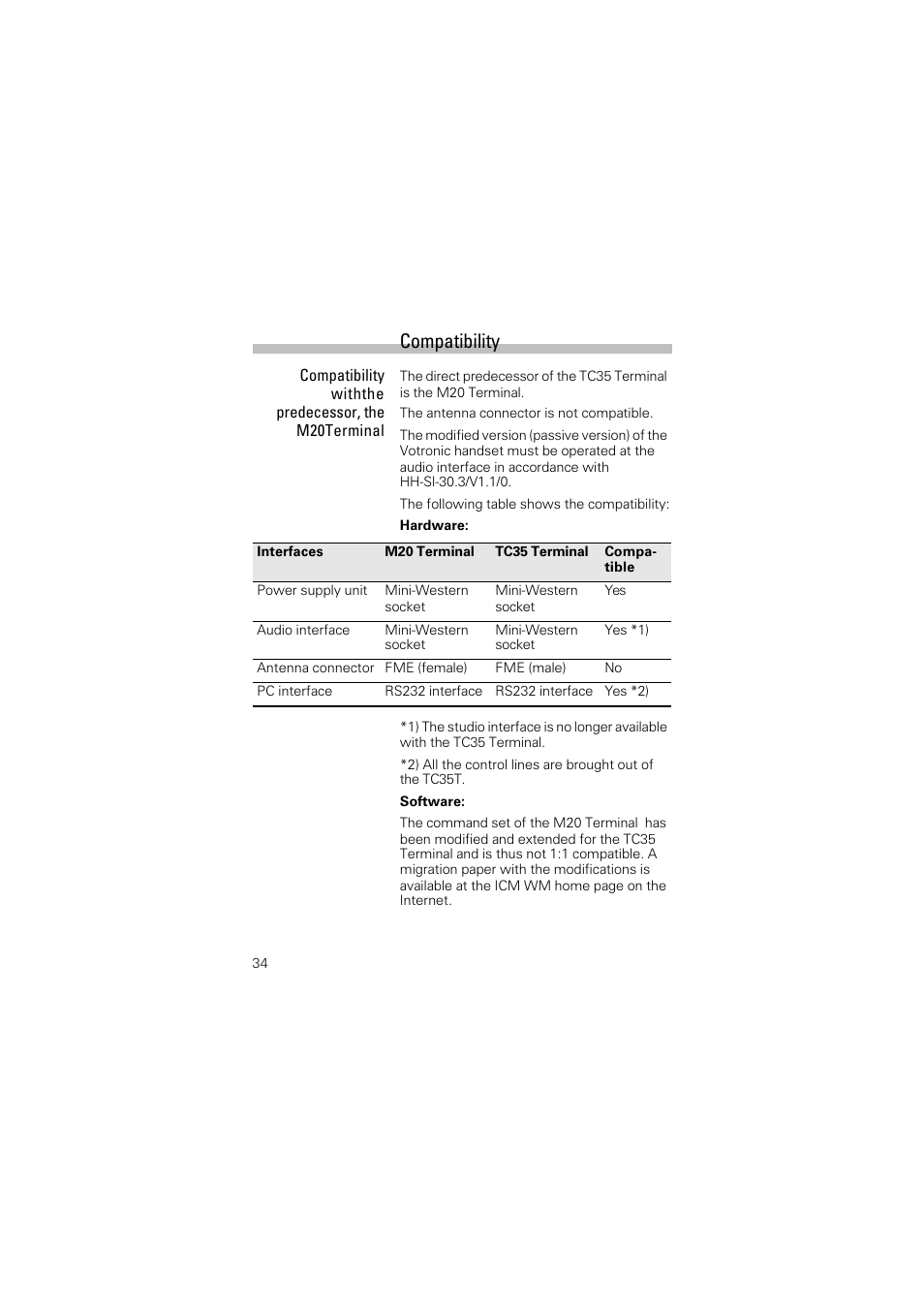 Compatibility | Siemens Terminal TC35 User Manual | Page 36 / 39