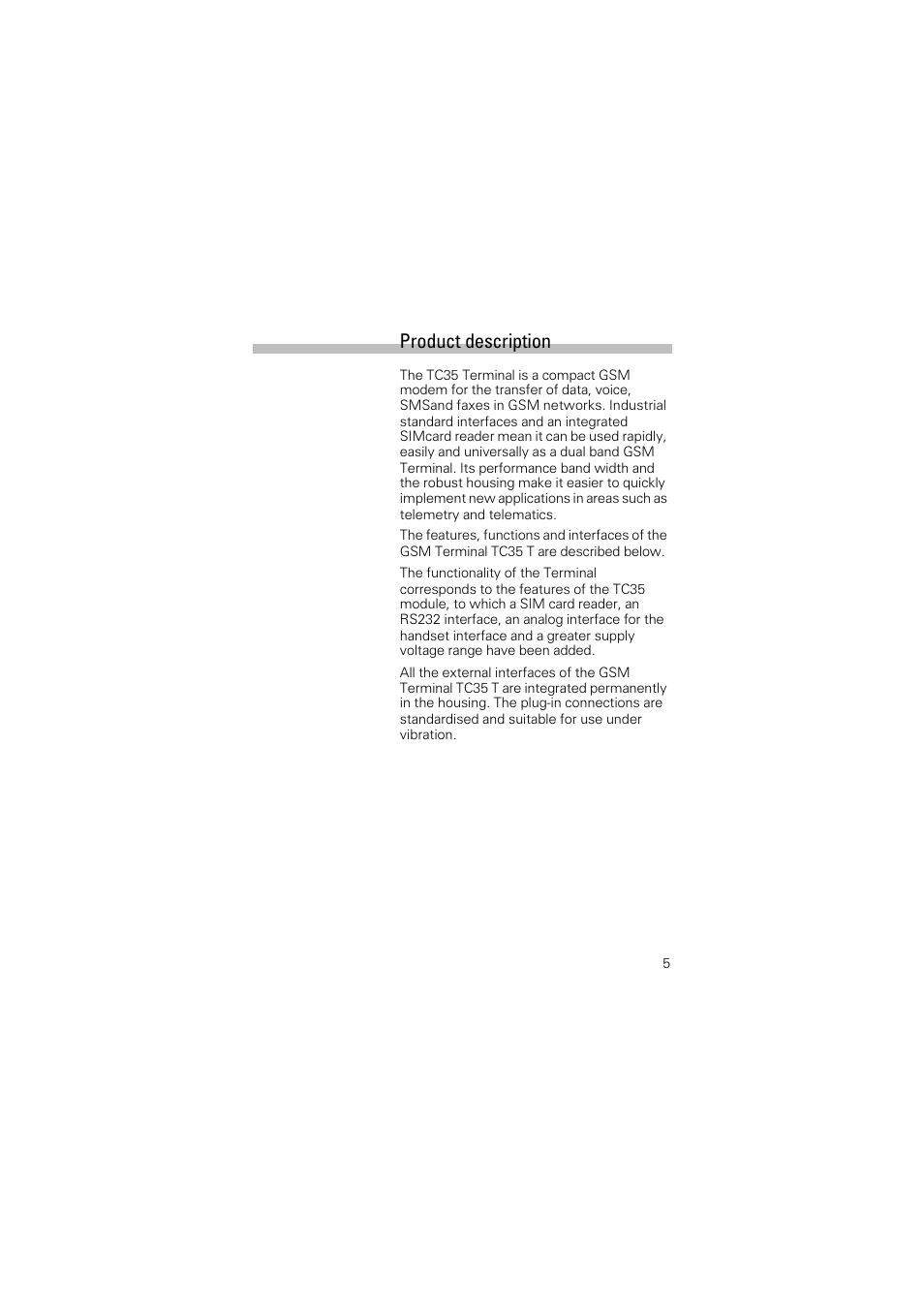 Product description | Siemens Terminal TC35 User Manual | Page 7 / 39