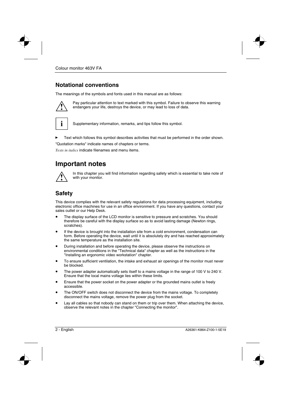 Notational conventions, Safety | Siemens 463V FA User Manual | Page 4 / 26