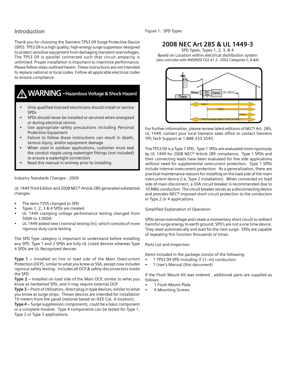 Warning | Siemens Surge Protective Device TPS3 09 User Manual | Page 3 / 8